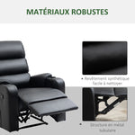 Poltrona relax reclinabile con poggiapiedi regolabile, rivestimento sintetico nero