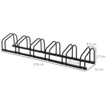 Râtelier 6 vélos range-vélos support de rangement pneu 65 mm sol ou mural pour VTT enfants BMX 179 x 33 x 27 cm acier noir