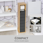 Support Papier Toilette - Porte-Papier Toilette - 2 Niveaux MDF Gris Bambou