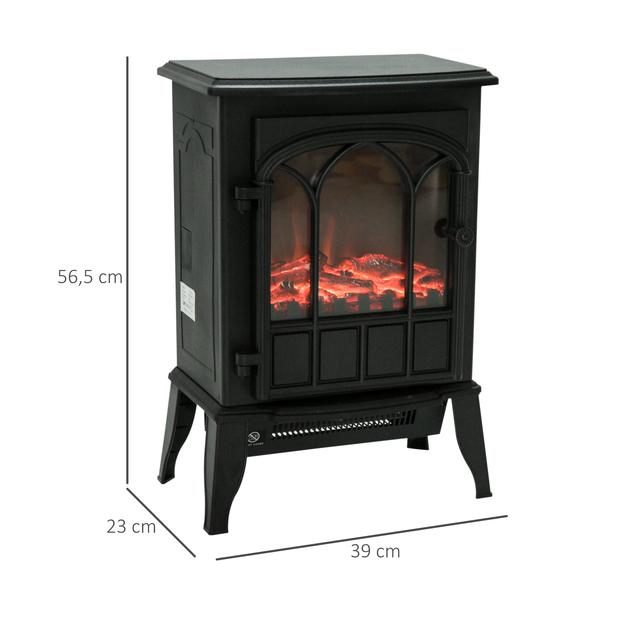 Cheminée électrique sur pied 1000/2000 W, fausse cheminée décorative avec effet flamme LED, protection contre la surchauffe, zone de couverture 15-30 m², noir