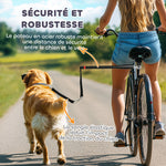 Laisse pour chien pour vélo 124 cm, laisse d'exercice chien, facile à installer et amovible, acier et polyester, noir