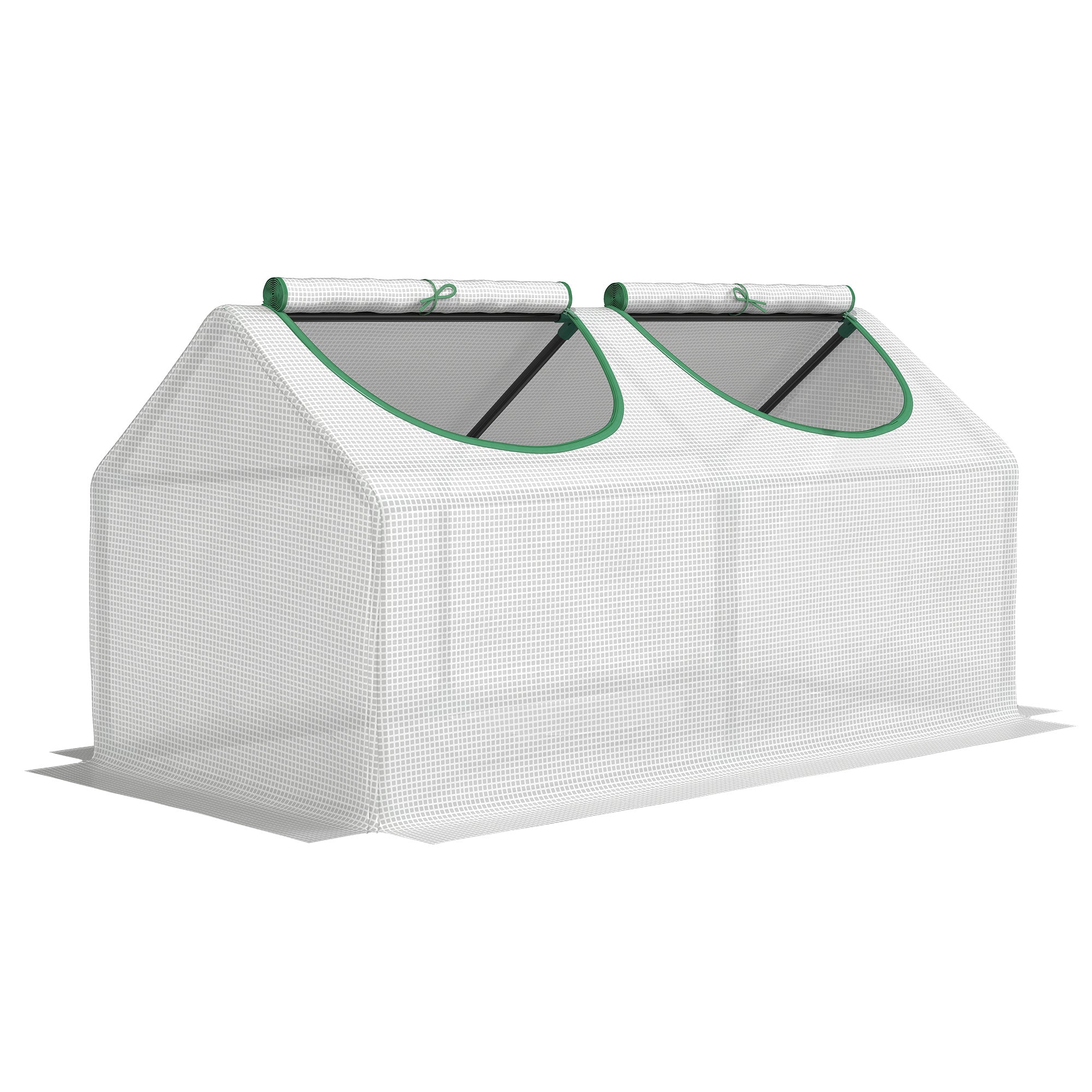 Serra da giardino mini serra 2 finestre avvolgibili copertura in PE alta densità 140 g/m² 120 x 60 x 60 cm bianco