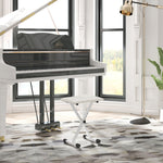 Tabouret piano pliable, banc piano réglable en hauteur, siège rembourré en PU, 39 x 29 x 37-47 cm, blanc