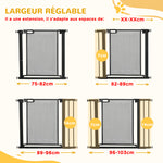 Barrière de sécurité pour animaux domestique avec fermeture automatique double verrouillage largeur 75-103 cm noir
