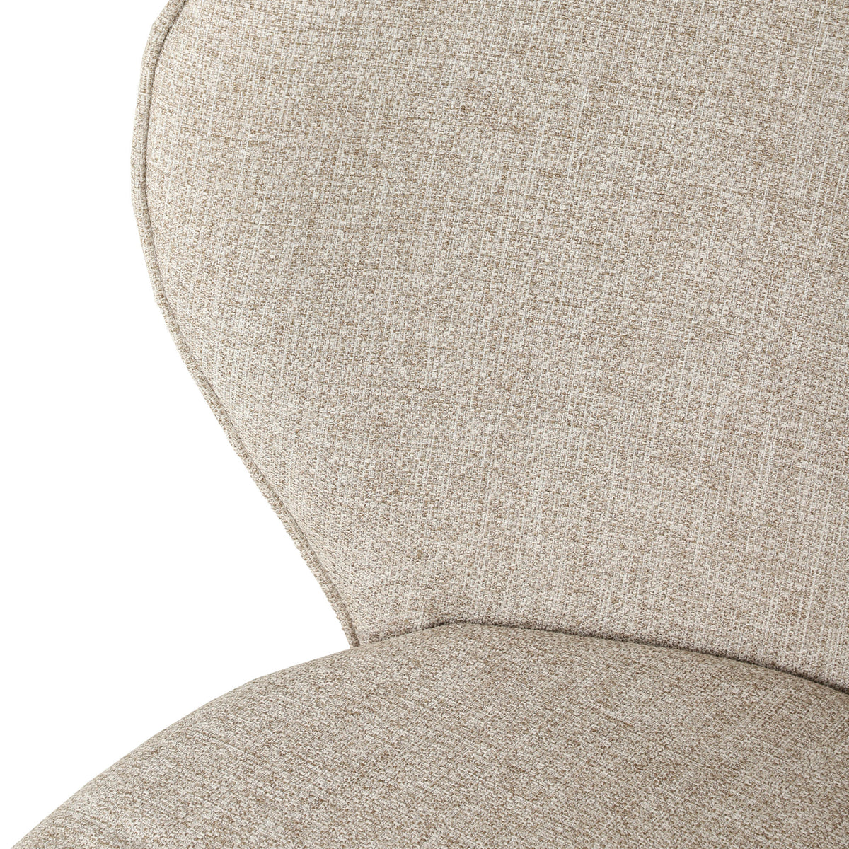 Juego de 2 sillas de comedor con asiento tapizado en tela efecto lino, patas de acero estable, diseño moderno, color crema