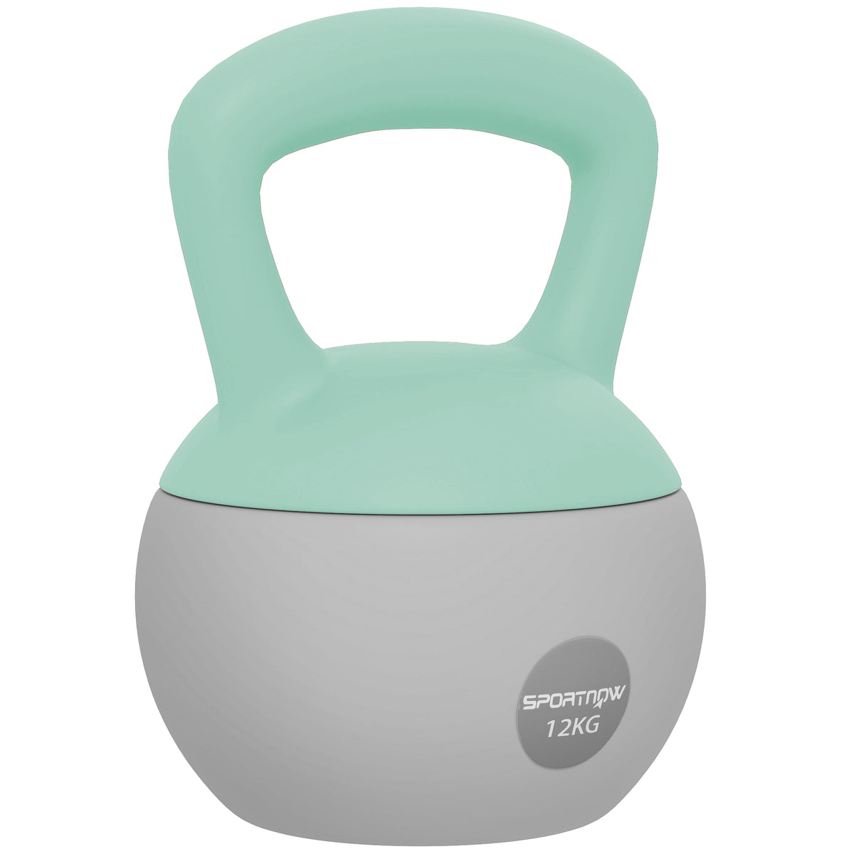 Kettlebell 12 kg haltère avec poignée antidérapante pour fitness musculation cardio, 21 x 21 x 30 cm, gris et vert