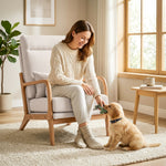 Fauteuil salon, fauteuil d'appoint rembourré en lin avec large assise, support lombaire, haut dossier, 64x86x93cm, crème