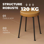 Lot de 2 chaises de salle à manger rondes, chaises de cuisine empilables avec assise rembourrée en PU, marron et noir