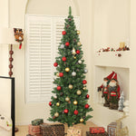 Albero di Natale artificiale 180 cm, albero di Natale slim con supporto in acciaio pieghevole, 618 rami, verde