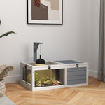 Maison enclos cage pour petit animal tortue avec 2 espaces support de lampe 81 x 48 x 31,5 cm gris