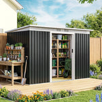 Abri de jardin en acier galvanisé XXL 3,6 m² avec kit de fondation 280 x 130 x 172 cm, cabane de jardin cabanon rangement outils avec portes coulissantes verrouillables aérations, noir