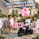 Moto électrique enfants 3 roues 6 V, voiture électrique enfants 3 à 5 ans, effets lumineux et sonores, 86x42x52cm, rose