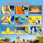 Château gonflable avec souffleur 8 en 1, parc aquatique, toboggan, trampoline, piscine à balles, oxford, multicolore