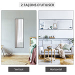 Miroir Mural dim. 120L x 35l cm - Film sécurité Anti déflagrant, système Attache Inclus - Cadre Alliage alu. Noir