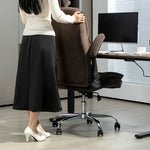 Fauteuil de bureau, chaise bureau ergonomique, hauteur réglable, accoudoirs relevables, 70 x 70 x 114-122 cm, marron