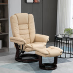 Fauteuil relax inclinable 135° grand confort pivotant 360° avec repose-pieds revêtement PU beige