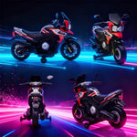 Moto Électrique Enfants 6 V, Voiture Électrique Enfants avec Roues d'Entraînement, Musique, Effets Lumineux, Rouge