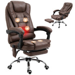 Fauteuil de bureau direction massant chauffant hauteur réglable dossier inclinable toile de microfibre marron