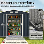 Abri de jardin 5,4 m² 2,77 x 1,95 x 1,92 m kit de fondation porte coulissante ventilations acier galvanisé, gris foncé