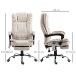 Fauteuil de bureau massant et chauffant avec hauteur réglable, dossier inclinable, repose-pied et télécommande, crème