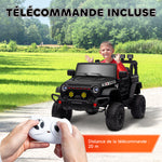Voiture électrique enfants UTV avec télécommande 2,4G, 2 moteurs 12 V, musique, klaxon, lumières LED, 100x63x65cm, noir