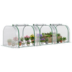 Mini Serre de Jardin Serre à tomates 3L x 1l x 0,8H m Acier PVC 140 g/m² Anti-UV 3 fenêtres Vert et Transparent