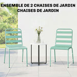 Lot de 2 Chaises de Jardin Empilables en Métal pour Terrasse, Balcon, Jardin, Vert