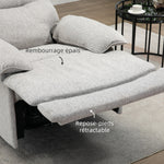 Sillón de relax reclinable manualmente con reposapiés ajustable, tejido efecto lino gris claro