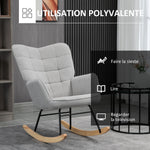 Fauteuil à bascule rocking chair revêtement bouclette structure en acier 71 x 98 x 101 cm Gris clair