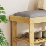 Banc à chaussures en bambou, étagère à chaussures à 3 niveaux, style scandinave, 60 x 29 x 49 cm, gris et bois naturel