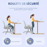Chaise de bureau tissu mesh hauteur réglable pivotante 360° accoudoirs sur roulettes, gris