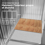 Abri de jardin 5,4 m² 2,77 x 1,95 x 1,92 m kit de fondation porte coulissante ventilations acier galvanisé, marron clair