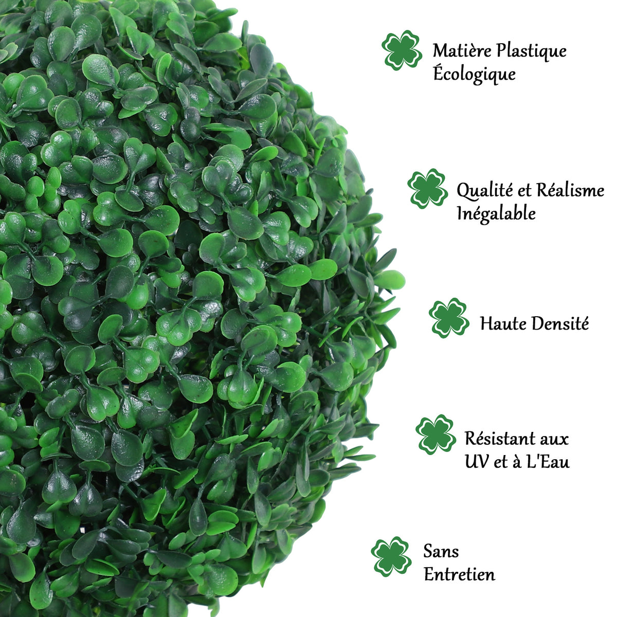 Buis Artificiel topiaire Artificielle en Forme de Boules dim. Ø 30 x 112H cm Vert