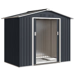 Abri de jardin en métal 2,42 m² cabane de jardin 213 x 130 x 185 cm avec fondation, porte coulissante gris foncé