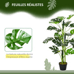 Plante artificielle modèle Monstera avec 21 feuilles en pot ciment, intérieur ou extérieur, dim. Ø16 x 100H cm