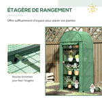 Serre de jardin serre de balcon résistante aux UV porte enroulable 4 étagères couverture en PE 80 x 49 x 160 cm vert