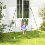 2-in-1 baby swing set with 5-point safety harness for indoor and outdoor use, green