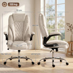 Fauteuil de bureau, chaise bureau ergonomique, hauteur réglable, accoudoirs relevables, 70 x 70 x 114-122 cm, beige