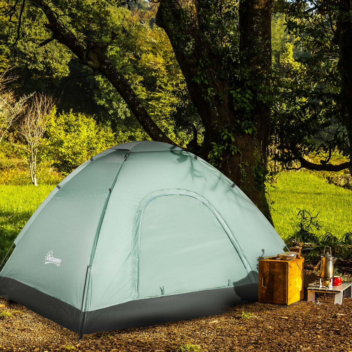 Tente de camping 2 personnes camouflage tente dôme légère ventilée facile à monter avec portes zippées