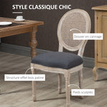 Lot de 4 chaises de Salle à Manger - Chaise de Salon médaillon Style Louis XVI - Bois Massif sculpté, patiné