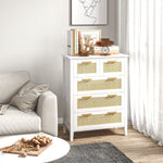 Commode 5 tiroirs poignées en bois massif glissières en métal pour bureau salon chambre à coucher 77 x 37 x 104 cm blanc