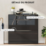 Schoenenkast, 2 kantelbare lades, 1 schuiflade, 1 werkblad, 89x23x96cm, Zwart