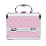 Mallette à maquillage rangement à 3 niveaux avec miroir verrouillage avec 2 clés dim. 20L x 15l x 15H cm rose