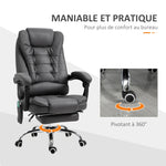 Fauteuil de bureau massant chauffant hauteur réglable dossier inclinable repose-pied + coussin lombaires intégrés