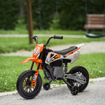 Moto électrique pour enfant moto cross pour enfants de 3 à 6 ans 2 moteurs 12V vitesse 5 km/h 109,5x60x72,5cm orange