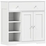 Meuble de Salle de Bain avec 1 Tiroir, 2 Portes, 3 Compartiments Ouverts, Style Scandinave, 80x30x80,2cm, Blanc
