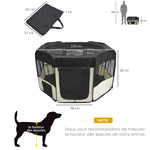 Parc enclos pliable pour chien chat petits animaux octogonal en tissu Oxford et acier - Ø 120 x 58H cm - noir et crème