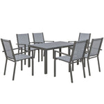 Ensemble de salle à manger de jardin pour 6 personnes salon de jardin extérieur cadres en acier chaises empilables gris