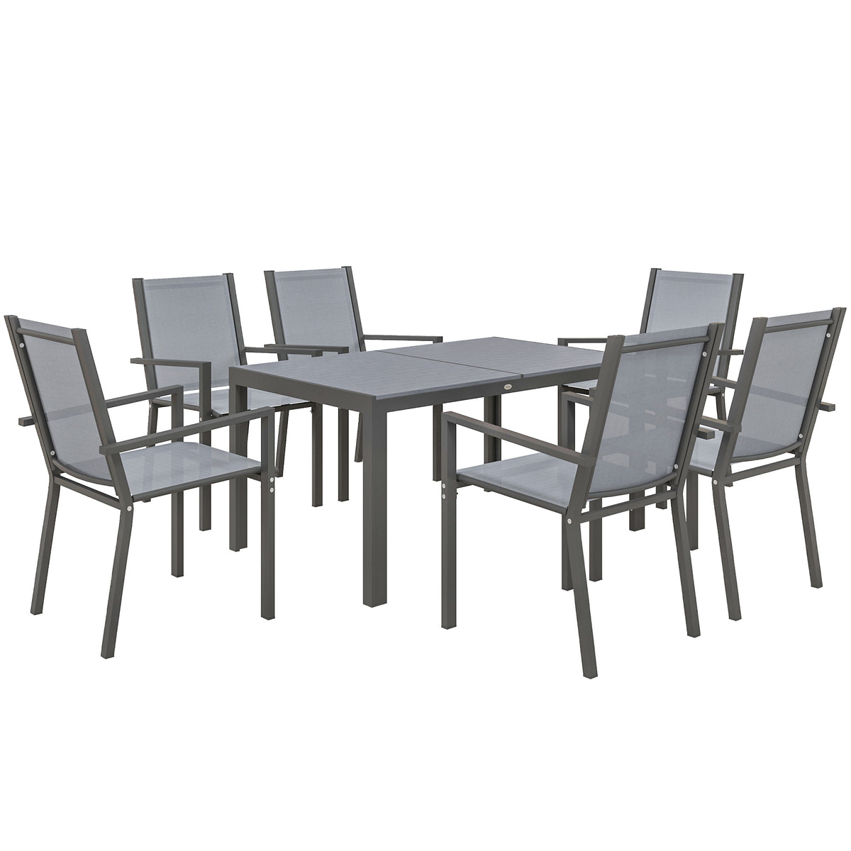 Ensemble de salle à manger de jardin pour 6 personnes salon de jardin extérieur cadres en acier chaises empilables gris