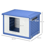Lot de 2 niches pour chien extérieure en plastique maison pour chiens avec bouches d'aération bleu et blanc